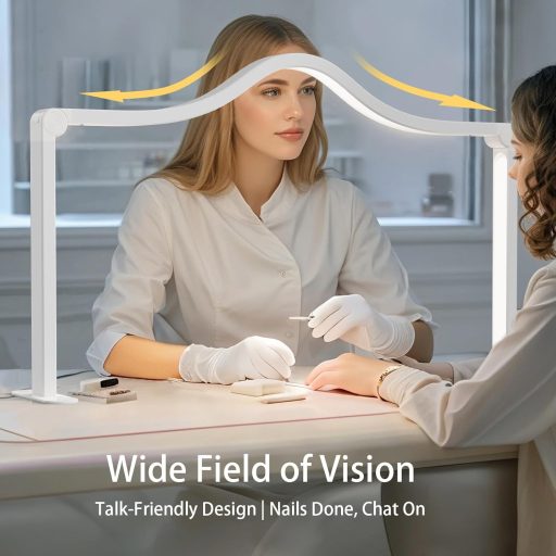 LANMOU Félhold Alakú Műkörmös Lámpa 48W - Összecsukható 80x55cm LED Asztali Világítás Szépségszalonokhoz, Állítható Fényerő, 3000-6000K