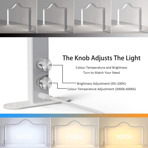 LANMOU Félhold Alakú Műkörmös Lámpa 48W - Összecsukható 80x55cm LED Asztali Világítás Szépségszalonokhoz, Állítható Fényerő, 3000-6000K