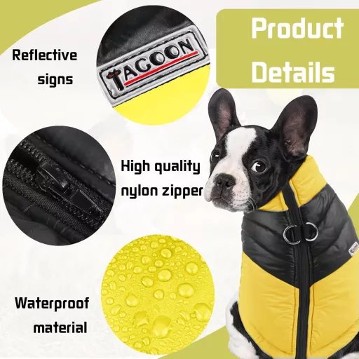 YOUYIKE Vodootporna jakna za pse s reflektirajućim trakama XL žuta za noćne šetnje