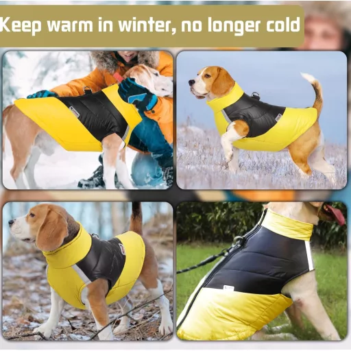 YOUYIKE Vodootporna jakna za pse s reflektirajućim trakama XL žuta za noćne šetnje