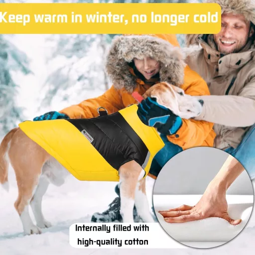 YOUYIKE Vodootporna jakna za pse s reflektirajućim trakama XL žuta za noćne šetnje