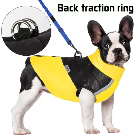 YOUYIKE Haină impermeabilă pentru câini cu benzi reflectorizante, XL, galbenă, pentru plimbări nocturne