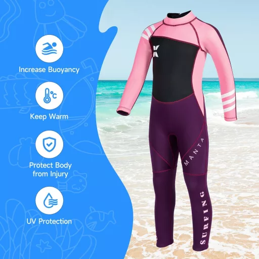 X-mAnTA Gyerek Neoprén Wetsuit 2.5mm - Hosszú Ujjú Termál Úszóruha Fiúknak Lányoknak