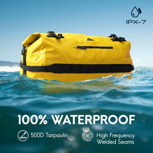 Haimont 60L vízálló hátizsák sárga roll-top horgászat kajak rafting