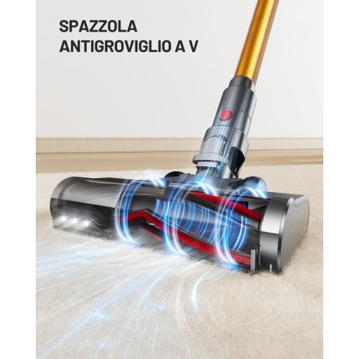 Aspirator fără fir Kissof T17, putere de aspirare 45000Pa, motor de 550W, autonomie de 70 de minute, filtru HEPA, recipient de praf de 1.6L, Auriu