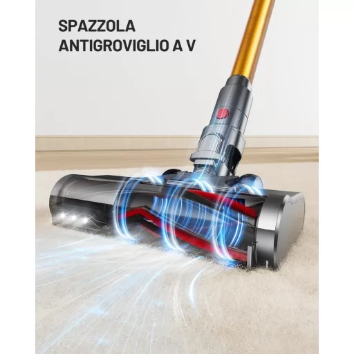 Aspirator fără fir Kissof T17, putere de aspirare 45000Pa, motor de 550W, autonomie de 70 de minute, filtru HEPA, recipient de praf de 1.6L, Auriu