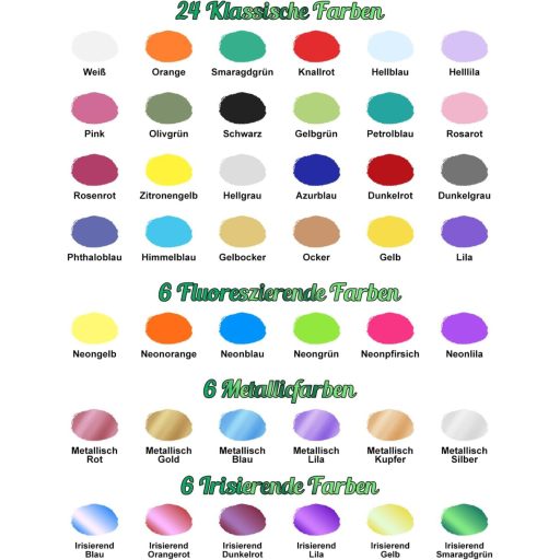 X ARTY HUB 42 Színű Airbrush Festék Készlet Thinnerrel, Irizáló és Neon Színek