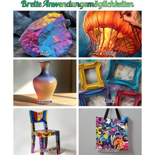 X ARTY HUB 42 Színű Airbrush Festék Készlet Thinnerrel, Irizáló és Neon Színek