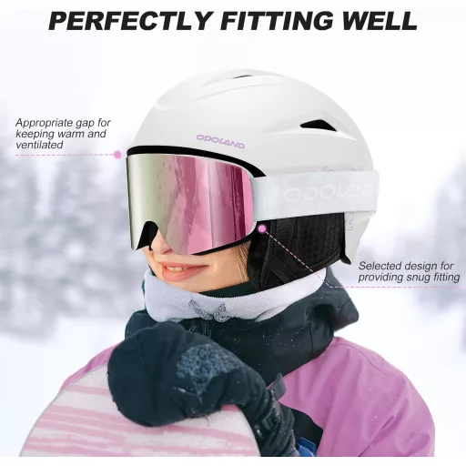 Set cască de schi cu ochelari Odoland, mărimea S, Alb/Violet, Bărbați Femei Snowboard