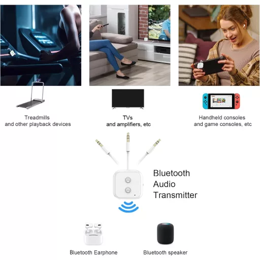 SZMDLX Bluetooth adapter 2-in-1 AptX alacsony késleltetés 2 fejhallgatóhoz