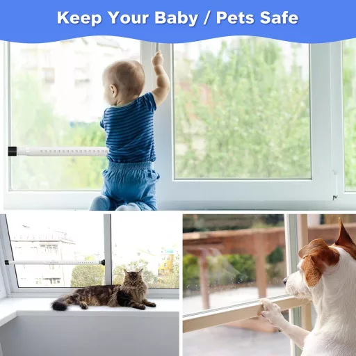 DAKEPOLE 120 cm Șină Fereastră Bară Siguranță Protecție Ușă Glisantă Alb