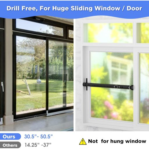 DAKEPOLE 120 cm Bezpečnostná mreža na okno, bezpečnostná tyč proti vlámaniu, čierna, 25 mm