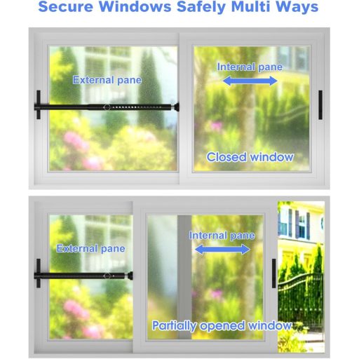 DAKEPOLE 120 cm Bezpečnostná mreža na okno, bezpečnostná tyč proti vlámaniu, čierna, 25 mm
