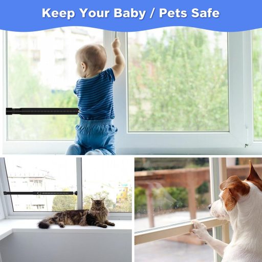 DAKEPOLE 120 cm Bezpečnostná mreža na okno, bezpečnostná tyč proti vlámaniu, čierna, 25 mm