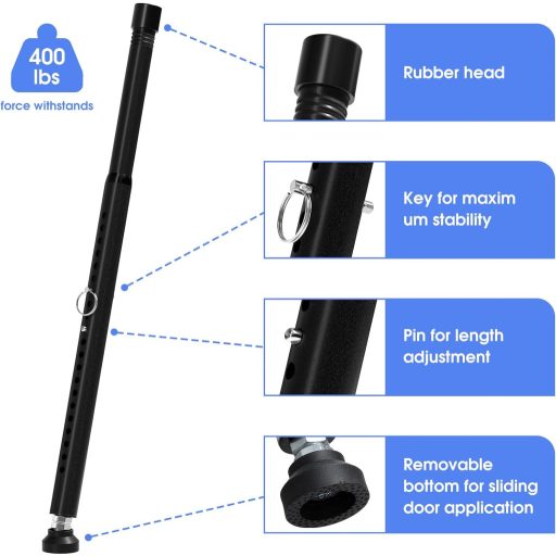 DAKEPOLE 120 cm Ablakrács Biztonsági Rúd Betörésvédelem Fekete 25 mm