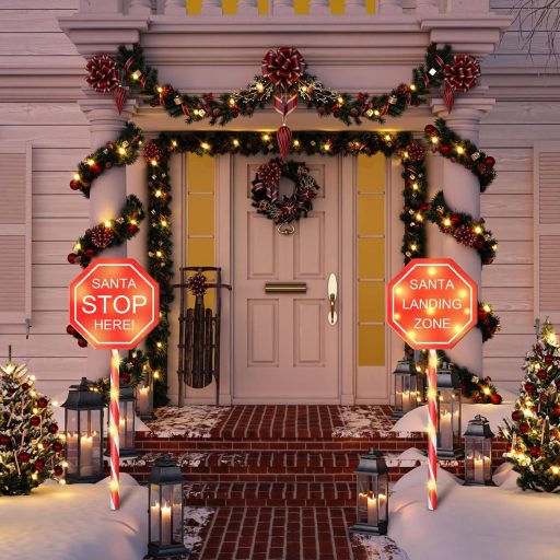 HELESIN Karácsonyi Cukorbot Kültéri Napelemes LED Világítás 2db Vízálló