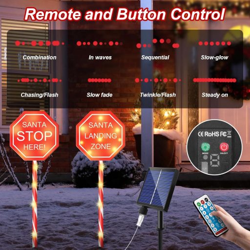 HELESIN Karácsonyi Cukorbot Kültéri Napelemes LED Világítás 2db Vízálló