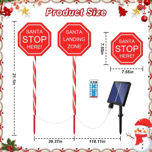 HELESIN Karácsonyi Cukorbot Kültéri Napelemes LED Világítás 2db Vízálló