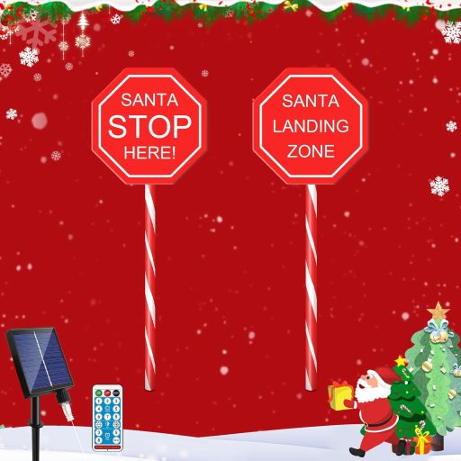 HELESIN Karácsonyi Cukorbot Kültéri Napelemes LED Világítás 2db Vízálló