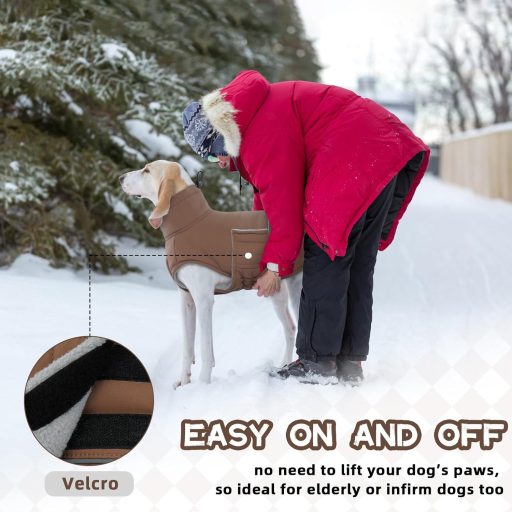 Hjumarayan Kutyakabát Francia Bulldogoknak - Hámnyílással, Bélelt, Barna, XL Méret - Téli Kutyaruha Házikedvenceknek