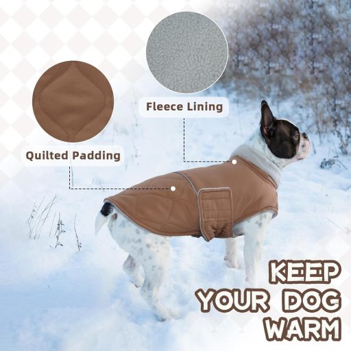 Hjumarayan Kutyakabát Francia Bulldogoknak - Hámnyílással, Bélelt, Barna, XL Méret - Téli Kutyaruha Házikedvenceknek
