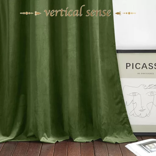 PONY DANCE Perdele Termoizolante Opace Verde Măslin 132x220cm 2 buc. cu Inele Dormitor Living