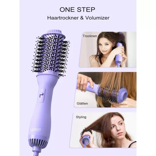 Perie uscător de păr 3 în 1 LANDOT cu tehnologie ionică anti-frizz