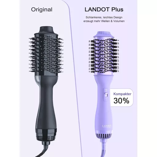 Perie uscător de păr 3 în 1 LANDOT cu tehnologie ionică anti-frizz