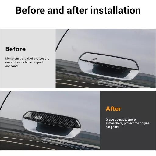 Kryt kľučky dverí KUNGKIC pre MINI Cooper E SE JO1, dekoratívne uhlíkové vlákno, čierny