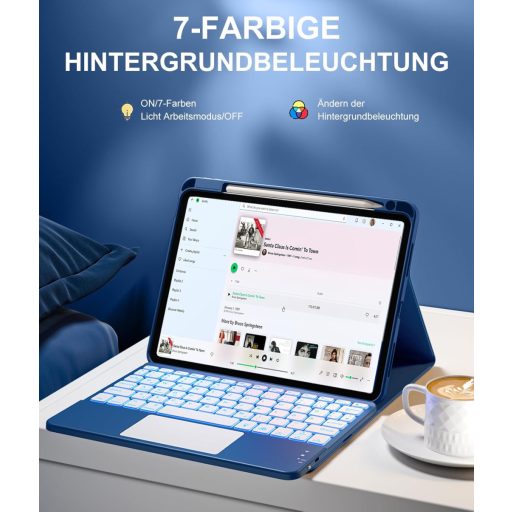 Vobafe iPad Air 11" és 10.9" Billentyűzetes Tok 7 Színű Háttérvilágítás Trackpad Tolltartó