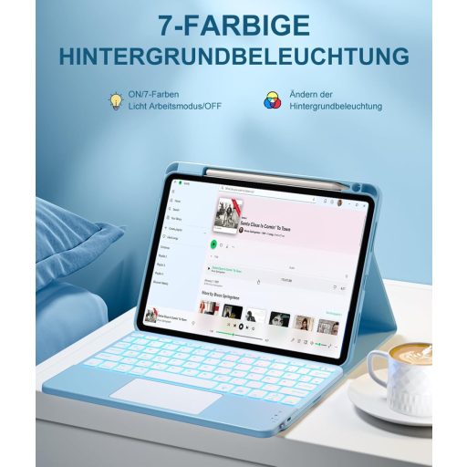 Vobafe iPad Air 11" i 10.9" Futrola s tipkovnicom, 7 boja pozadinskog osvjetljenja i trackpadom