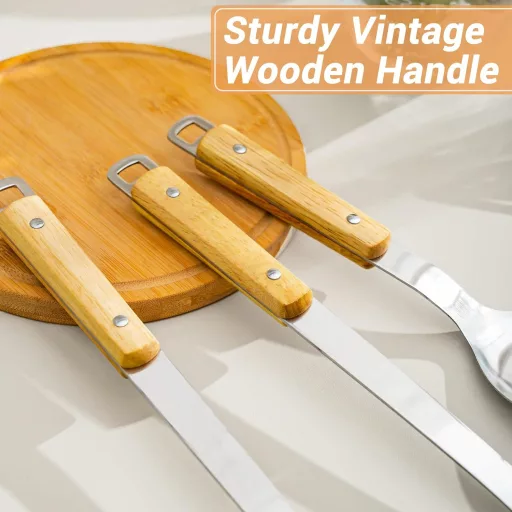 FJNATINH Wok spatula és kanalszett rozsdamentes acélból, 2 részes konyhai eszköz