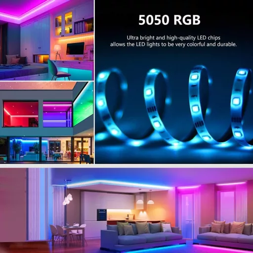 PSTAR 6m RGB LED pásik s diaľkovým ovládaním a ovládaním cez aplikáciu, synchronizácia s hudbou, dekoratívne osvetlenie