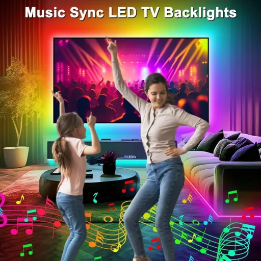 PSTAR 6m RGB LED pásik s diaľkovým ovládaním a ovládaním cez aplikáciu, synchronizácia s hudbou, dekoratívne osvetlenie