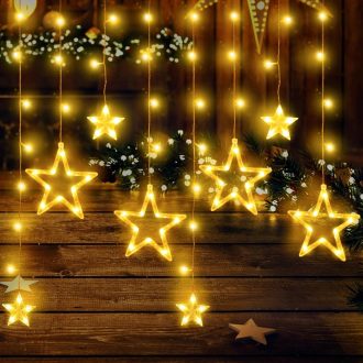   BellaAchtung 2,3m 138 LED svetelná hviezdna opona, teplá biela, vianočná dekorácia s časovačom