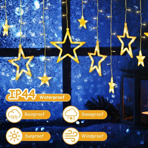 BellaAchtung 2,3m 138 LED svetelná hviezdna opona, teplá biela, vianočná dekorácia s časovačom