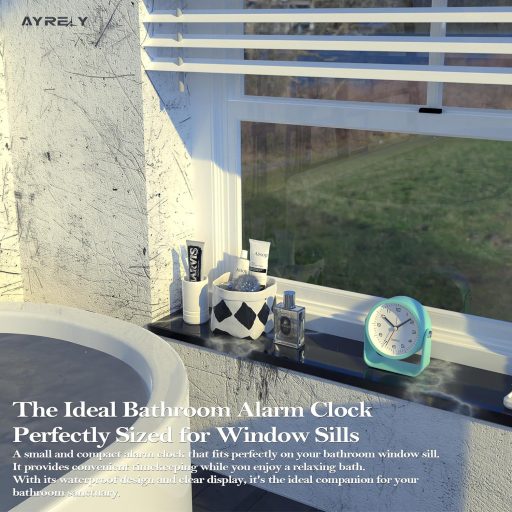 Ceas deșteptător analogic silențios AYRELY de 3,5 inch cu lumină, albastru deschis