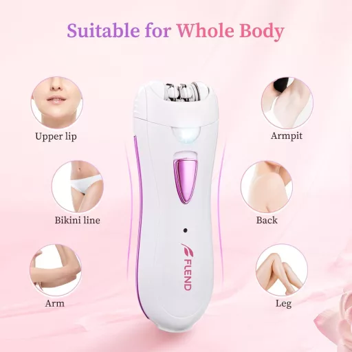 Epilator pentru femei bubbacare - Îndepărtare păr facial și corporal cu LED, epilator electric reîncărcabil cu trimmer pentru sprâncene pentru față