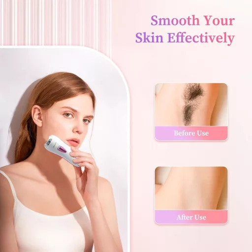 Epilator pentru femei bubbacare - Îndepărtare păr facial și corporal cu LED, epilator electric reîncărcabil cu trimmer pentru sprâncene pentru față