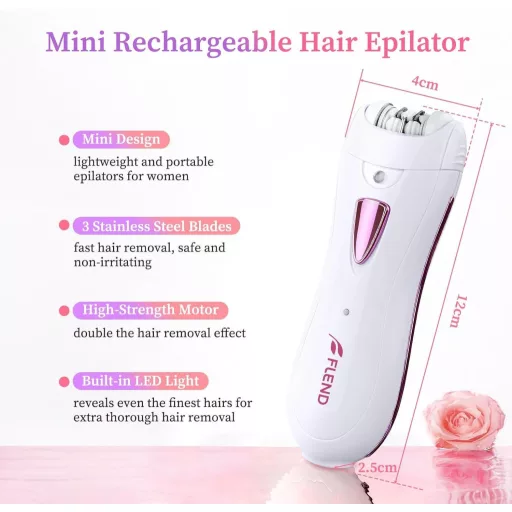 Epilator pentru femei bubbacare - Îndepărtare păr facial și corporal cu LED, epilator electric reîncărcabil cu trimmer pentru sprâncene pentru față