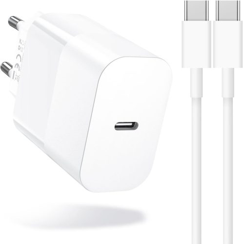 Încărcător Rapid USB-C Amoner 30W + Cablu 2m - Compatibil iPhone 16/15, Samsung S24/S23, iPad, Adaptor de Rețea PD 3.0 pentru Telefoane Xiaomi