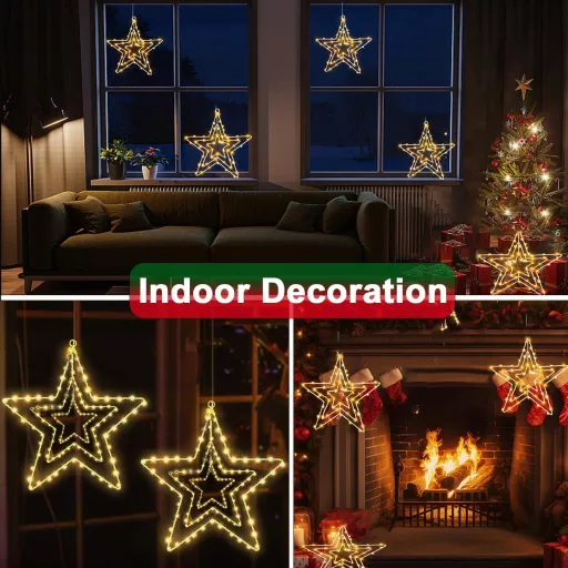 Joysing Karácsonyi Csillag Ablakdísz 2db LED Timer Vízálló