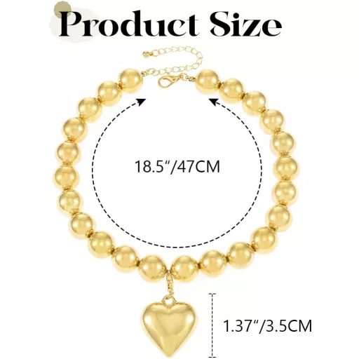 Handcess Arany Szív Medál Gyöngy Nyaklánc Női Statement Ékszer