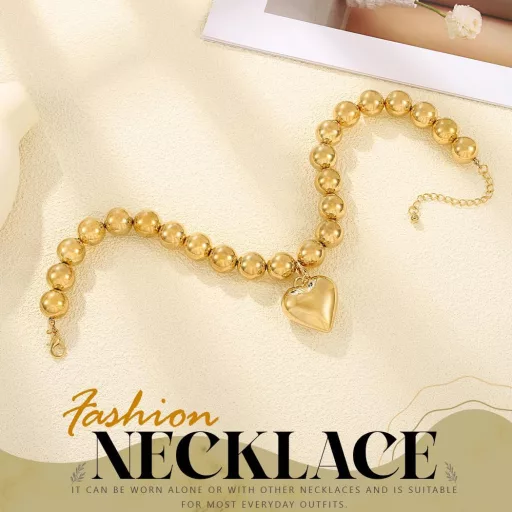 Handcess Arany Szív Medál Gyöngy Nyaklánc Női Statement Ékszer