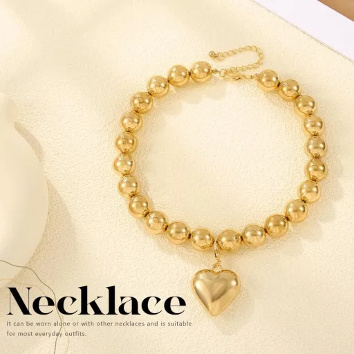 Handcess Arany Szív Medál Gyöngy Nyaklánc Női Statement Ékszer