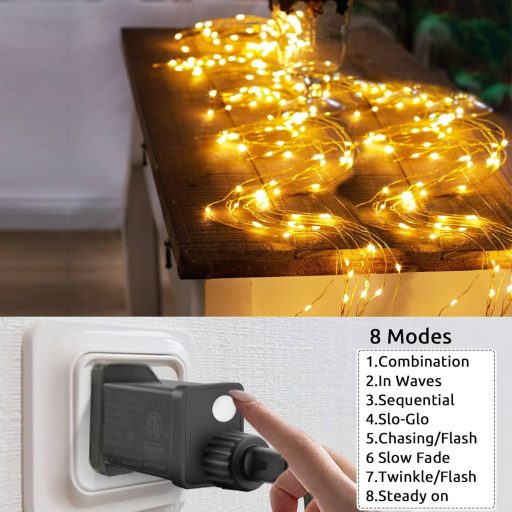 Dekofun 100 LED-es tündérfény 1m, 8 üzemmód, időzítő, vízálló kültéri dekoráció