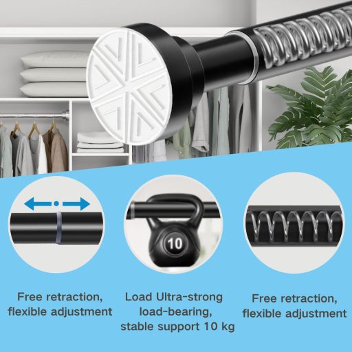 Aiitomg rozsdamentes zuhanyfüggöny rúd, fúrás nélkül, 73-145 cm, fürdőszobai sín