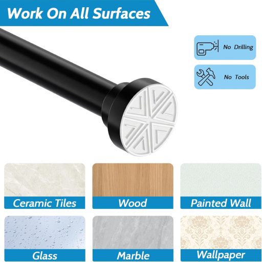 Aiitomg Rozsdamentes Teleszkópos Zuhanyfüggöny Rúd 73-175 cm, Fúrás Nélkül