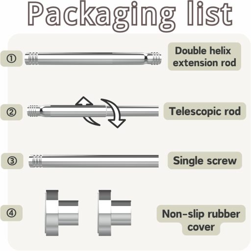 GDEVKHN Bară Perdea Duș Inox, Fără Găurire, Tijă Telescopică 62-85 cm, Negru