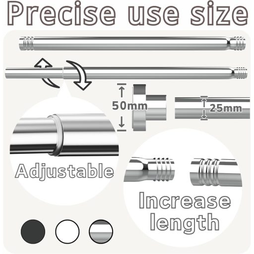 GDEVKHN Bară Perdea Duș Inox, Fără Găurire, Tijă Telescopică 62-85 cm, Negru